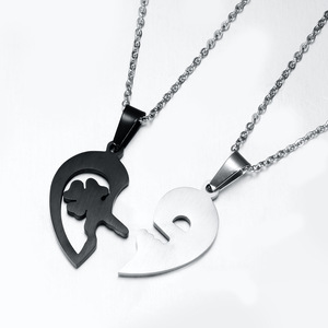 Ensemble de colliers avec pendentif en forme de cœur assorti, thème « Je t'aime », bijoux pour couple, cadeau pour la Saint-Valentin - Product Image 4
