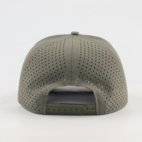 Casquette de baseball personnalisée de haute qualité à 5 panneaux avec logo en caoutchouc PVC, casquette perforée à découpe laser imperméable, casquette de golf performante pour papa