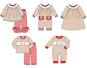 Conjunto de pijamas navideños a cuadros de manga larga para niños y niñas pequeños con conjuntos de ropa para hermanos con diseño de renos - Product Image 3