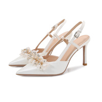 S0448Y Bao Toutou Sandales pour femmes sans vide Venez à la carte Sandales à la mode simples Satin Talons hauts pointus