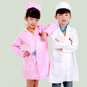 Costume de Médecin ou Infirmière pour Enfants Home88, Blouse de Laboratoire Rose et Blanche, Tenue de Jeu de Rôle, 5-7 Ans, Unisexe, Tissu Adouci - Product Image 1