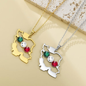 Collier étanche en acier inoxydable doré pour femme, bijoux en diamant, collier 2026 plaqué or 18 carats avec carte de l'Iran pour femme - Product Image 2