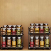 Étagère à épices coulissante à double niveau en métal durable, fabrication de précision, hauteur réglable, multifonctionnelle, armoires de cuisine modernes