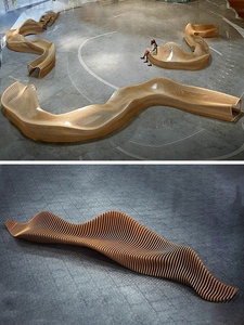 Custom-made Commercial Outdoor Anti-Corrosion <b>Wood</b> <b>Sliced</b> Seats Indoor Solid <b>Wood</b> Irregular-Shaped Stools Public Art Waiting - Product Image 5