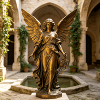 Sculpture de personnage occidental antique en laiton coulé grandeur nature, statue d'ange en bronze, décoration de fontaine pour extérieur, villa, parc, paysage