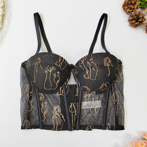 Nuovo arrivo Top <span class=keywords><strong>corsetto</strong></span> nero traspirante per donna stile Nightclub per feste in pizzo a <span class=keywords><strong>maglia</strong></span> Sexy Top <span class=keywords><strong>corsetto</strong></span> - Product Image 1