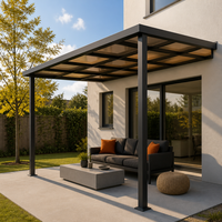 Auvent mural en polycarbonate avec structure en aluminium pour terrasse extérieure, villa, résistant à l'eau et au vent, ODM