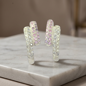Art Palace Silver Plated <b>Cuff</b> <b>Earrings</b> With Crystal Rhinestone Channel Setting For Women Luxury Everyday Wear - Product Image 1