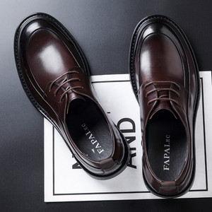 Chaussures habillées en cuir pour hommes, en cuir de vachette pleine fleur, bout rond, à lacets, pour le bureau, les affaires, les trajets quotidiens, pour jeunes, grandes tailles - Product Image 2