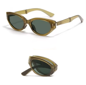 Gafas de Sol Plegables Portátiles 2024, UV400, Montura Completa Blanca, Unisex, Estilo Europeo-Americano, Ojo de Gato, de Lujo - Product Image 4