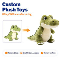 Peluche crocodile OEM ODM sur mesure avec corps vert olive et ventre crème, échantillonnage disponible pour souvenirs de zoo et présentation en magasin, certifiée CE