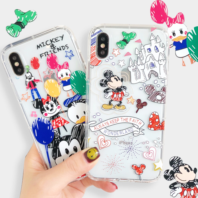Mickey Minnie Mouse Cartoon Transparent Creative Custom air Bag Anti-drop Phone case for iPhone 12 13 14 15 15 Pro 15 Pro Max