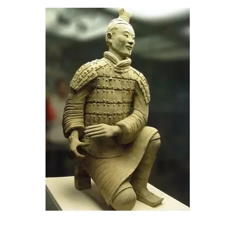 2x Soldato Cinese Warriors Figurine Antichità Terracotta Cina Qin-Resina Con Cavallo