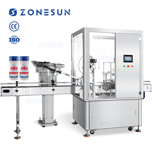 ZONESUN ZS-VTYG02S automatique Double têtes café poudre épice assaisonnement bouchon de bouteille pressage Machine de capsulage avec couvercle anti-poussière - Product Image 1