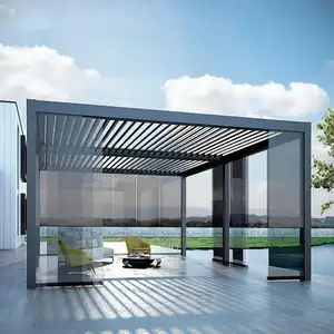 DIY Modern Pergola Motorized Louver Fancy Retractable pergola aluminium exterieur Louvered Roof Bioclimatic Pergola