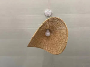 โคมไฟหวายทรงกลมทำด้วยมือสไตล์กลางศตวรรษที่หรูหราโคมไฟสานไม้ไผ่สำหรับใช้ในบ้าน - Product Image 2