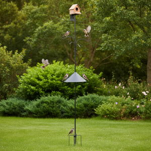 Supporto per Mangiatoia per Uccelli D0100X37A68, Palo in Metallo da 92 Pollici con 4 Ganci per Attirare Uccelli Selvatici, Uso Esterno - Product Image 2