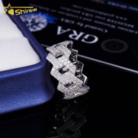 Bague Hip-Hop Moissanite Bagues Cubaines Iced Out 2 Rangs Diamants Argent 925 Bijoux Moissanite Prix Usine en Gros en Stock