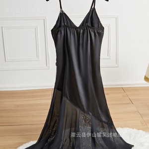 European and American foreign trade, cross-border sales, <b>patchwork</b> embroidered mesh sexy deep V flowing full <b>skirt</b> slip dress - Product Image 1