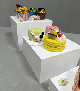 Sang Trọng Đám Cưới Trắng Tự Chọn Acrylic Riser Cube Hiển Thị Thiết Lập Bảng Tùy Chỉnh Tốt Salad Món Tráng Miệng Thức Ăn Risers Cho Tự Chọn Bảng - Product Image 3