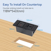 Neuer Trend Desktop-Steckdosenleiste mit Universalsteckdose und 2 USB-A-Ladeanschlüssen Eingebaute Einbau-Desktop-Steckdose