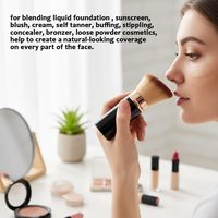Kuas Kabuki Retractable dengan Kepala Miring, Kuas Makeup Lembut, Tutup Anti Debu, Kuas Kosmetik Portabel untuk Foundation