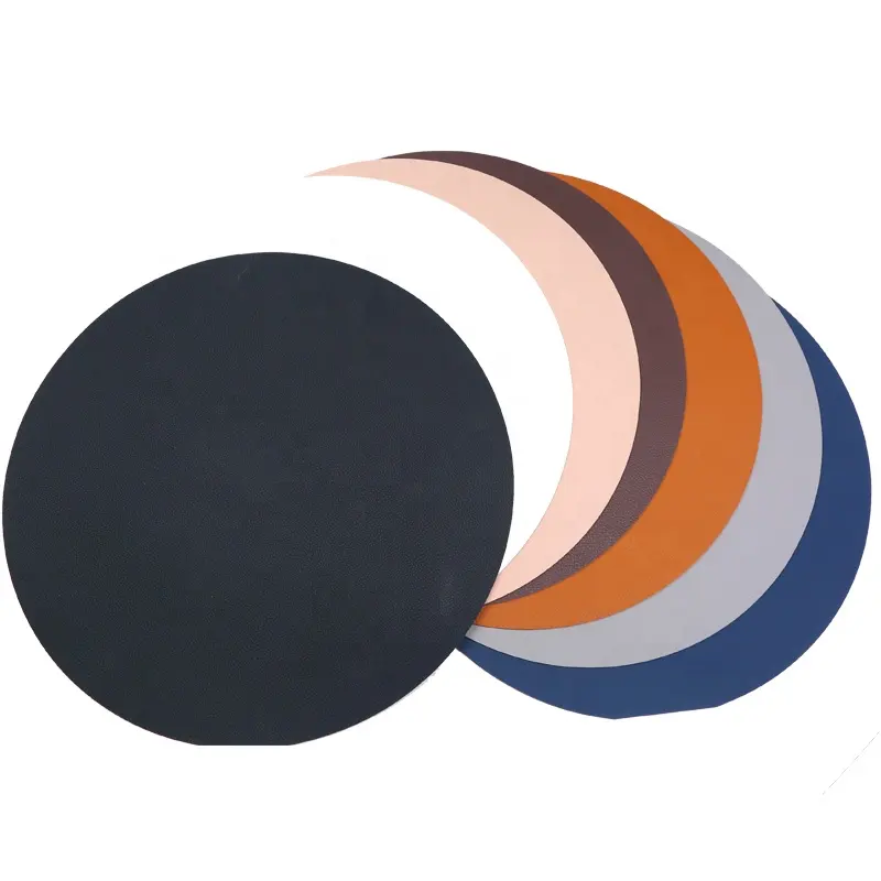 Tabletex Unique Design Round Shaped Faux Leather Placemat und Coaster For Table Leather Table Mat Cup Coaster Set Of 6