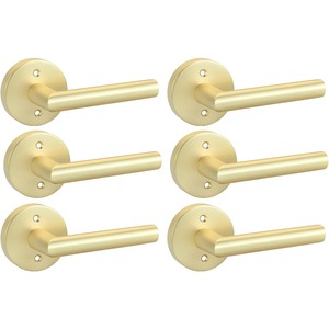 6 poignées factices robustes en alliage <span class=keywords><strong>de</strong></span> zinc, finition dorée brossée, sans <span class=keywords><strong>bouton</strong></span> rotatif, pour portes d'armoires et <span class=keywords><strong>de</strong></span> placards - Product Image 2