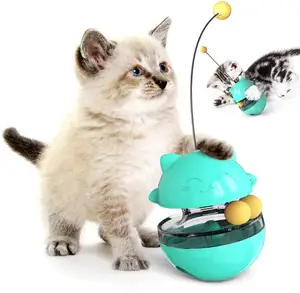 대화 형 장난감 고양이 퍼즐 피더 치료 장난감 고양이 지팡이 티저 텀블러 고양이 장난감