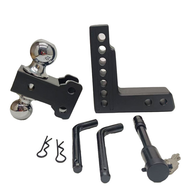 Heavy Duty Steel Dual Ball Hitch Mount 6 Inch Drop Adjustable Trailer Hitch Receiver for Pickup Truck SUV RV Caravan