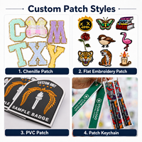 Patch en chenille personnalisé en usine, motif Cœurs et Yeux Roses, style luxueux, applique brodée ronde mignonne pour vêtements