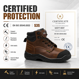 <span class=keywords><strong>Scarpe</strong></span> Antinfortunistiche CE S3S in Pelle Crazy Horse con Puntale in Fibra di Vetro, Antiscivolo e Resistenti all'Olio - Product Image 5