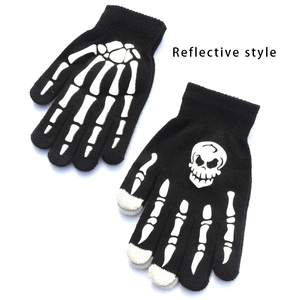 Guantes de esqueleto de Halloween para adultos, unisex, de punto elástico, oscuro, invierno, fiesta diaria, ciclismo, deportes, pesca - Product Image 5