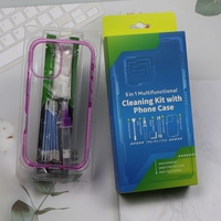Bebas serat 5 dalam 1 Kit pembersih layar, lensa tisu pembersih, Kit pembersih telepon dengan casing pelindung ponsel