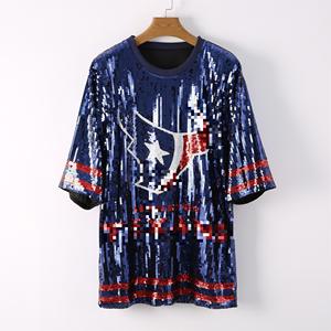 <span class=keywords><strong>Abito</strong></span> in Jersey con Paillettes Bianco <span class=keywords><strong>Rosso</strong></span> Blu per Abbigliamento Femminile Texano di Houston - Product Image 1