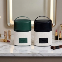 Sacs de rangement pour maquillage en PU avec logo embossé personnalisé, poignée supérieure, organisateur de maquillage écologique, sac cosmétique en cuir portable pour les voyages