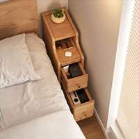 Mini table de chevet créative pour chambre à coucher, table de chevet ultra-fine et compacte en bois massif pour appartement, petite chambre