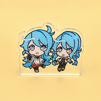 Support de figurine anime en acrylique transparent personnalisé, porte-clés en forme de brique épaisse, cadeau de dessin animé en gros