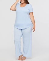 Prix d'usine – Ensemble pyjama 2 pièces confortable en modal et rayonne pour femme, grandes tailles, vêtements de nuit respirants, simples, unis et doux