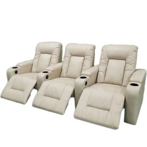 Siège de cinéma moderne en cuir véritable, fauteuil inclinable 4 places par rangée, grandes chaises vip, chaise de salle de cinéma à domicile avec porte-gobelet - Product Image 6