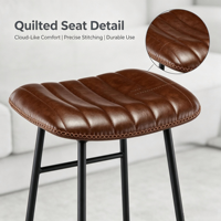 Chaise de bar sans dossier en cuir PU de style vintage avec dossier capitonné et structure en métal pour la maison, le pub ou le café