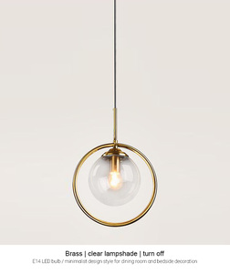 Luminaire suspendu boule de <span class=keywords><strong>verre</strong></span> de luxe moderne Luminaire suspendu cuisine salle à manger Lampes à <span class=keywords><strong>suspension</strong></span> anneau d'or - Product Image 6