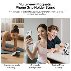 Soket ponsel Poppings magnetik, dudukan jari silikon Griptok sudut dapat disesuaikan <span class=keywords><strong>Kickstand</strong></span> ponsel rotasi 360 untuk iPhone 17 - Product Image 5