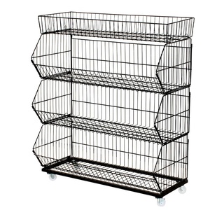 Scaffale in metallo scaffale industriale in metallo resistente espositore per cestini in filo metallico scaffale in filo metallico a 2 livelli cd rack. De sktop shelf. - Product Image 3