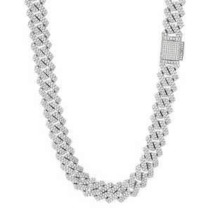 कस्टम वीवी मोइससानाइट ने हीरे 18k सोना 14 मिमी 925 स्टर्लिंग सिल्वर क्यूबन लिंक चेन हार - Product Image 6