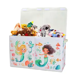 大型定制牛津玩具收纳盒可折叠婴儿玩具收纳盒毛绒玩具箱，适合可拆卸分隔器的女孩