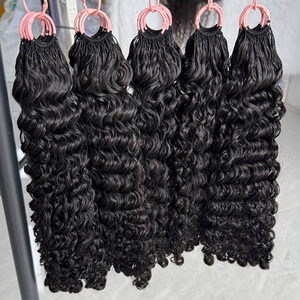 Cabello Humano Virgen Rizado Camboyano para Crochet, Color Negro Natural, Ligero y Suave, para Trenzas y Peinados Boho - Product Image 4