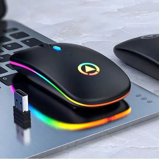 เมาส์ไร้สาย A2เรืองแสงเงียบอุปกรณ์เสริมคอมพิวเตอร์สำนักงานเมาส์ BT ชาร์จ RGB เมาส์ BT