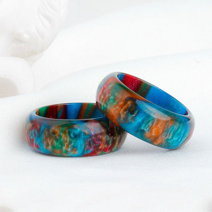 Tyktok — bagues en résine Flash colorée, anneaux empilables, 8mm, spécialement aurore, motif de sable mouvant, arc-en-ciel, coques en acrylique, pour femmes et hommes - Product Image 1