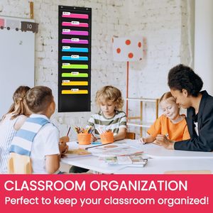 Organisateur de dossiers suspendus à 10 poches, rangement mural noir pour bureau et maison avec 3 supports en acier inoxydable - Product Image 4